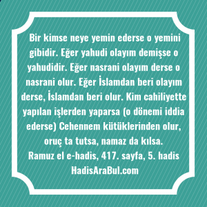   Bir kimse neye yemin ederse ... hadisi