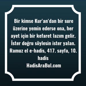   Bir kimse Kur'an'dan bir sure ... hadisinin tamamı