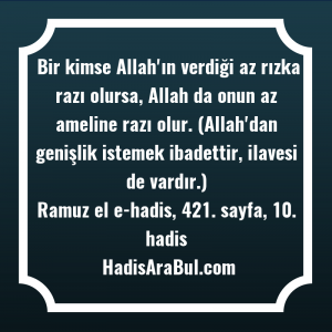   Bir kimse Allah'ın verdiği az ... hadisi şerifi