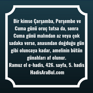   Bir kimse Çarşamba, Perşembe ve ... hadisi