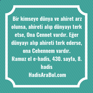   Bir kimseye dünya ve ahiret ... hadisi