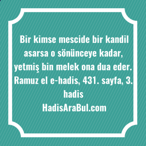   Bir kimse mescide bir kandil ... ile başlayan hadis