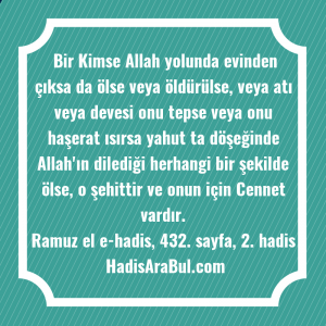   Bir Kimse Allah yolunda evinden ... ile başlayan hadis