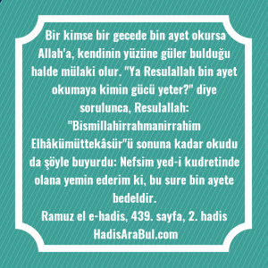   Bir kimse bir gecede bin ... ile başlayan hadis