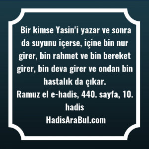   Bir kimse Yasin'i yazar ve ... ile başlayan hadis