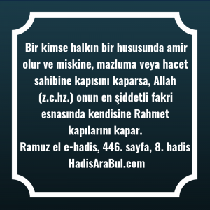   Bir kimse halkın bir hususunda ... hadisi şerifi