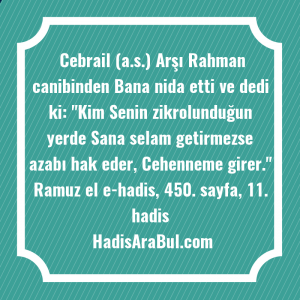   Cebrail (a.s.) Arşı Rahman canibinden ... hadisi