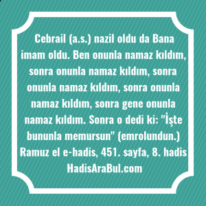   Cebrail (a.s.) nazil oldu da ... ile başlayan hadis