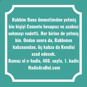   Rabbim Bana ümmetimden yetmiş bin ... hadisinin tamamı