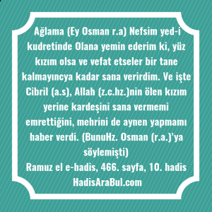   Ağlama (Ey Osman r.a) Nefsim ... hadisi