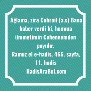   Ağlama, zira Cebrail (a.s) Bana ... hadisi