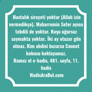   Hastalık sirayeti yoktur (Allah izin ... hadisi şerifi