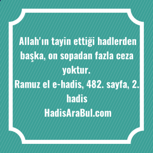   Allah'ın tayin ettiği hadlerden başka, ... ile başlayan hadis