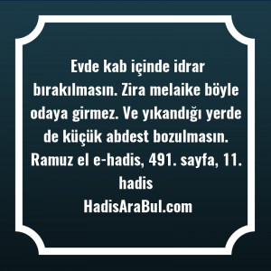   Evde kab içinde idrar bırakılmasın. ... ile başlayan hadis