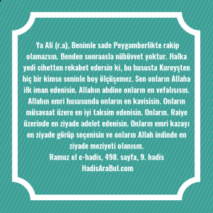   Ya Ali (r.a), Benimle sade ... hadisi