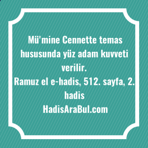   Mü'mine Cennette temas hususunda yüz ... hadisi