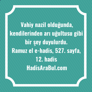   Vahiy nazil olduğunda, kendilerinden arı ... ile başlayan hadis