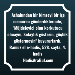   Ashabından bir kimseyi bir işe ... hadisi