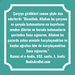   Çarşıya girdikleri zaman şöyle dua ... hadisi