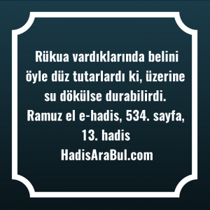   Rükua vardıklarında belini öyle düz ... hadisi şerifi