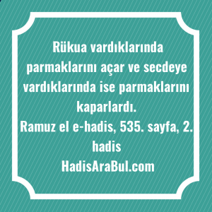   Rükua vardıklarında parmaklarını açar ve ... hadisi şerifi