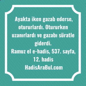   Ayakta iken gazab ederse, otururlardı. ... hadisi
