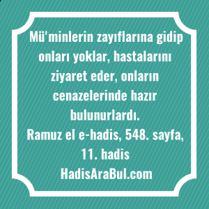   Mü'minlerin zayıflarına gidip onları yoklar, ... ile başlayan hadis