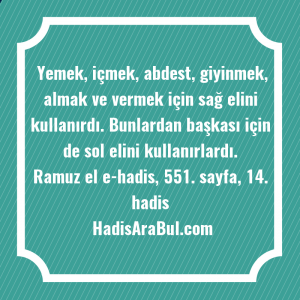   Yemek, içmek, abdest, giyinmek, almak ... hadisi şerifi