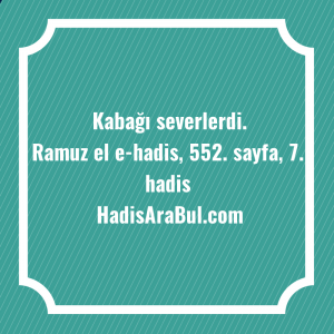   Kabağı ... hadisi şerifi