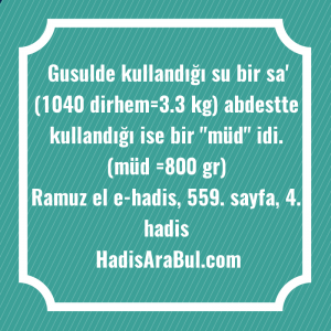   Gusulde kullandığı su bir sa' ... ile başlayan hadis