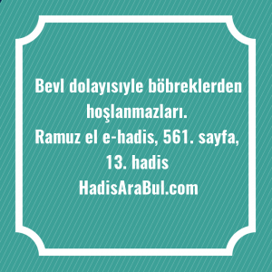   Bevl dolayısıyle böbreklerden ... ile başlayan hadis