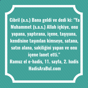   Cibril (a.s.) Bana geldi ve ... hadisi