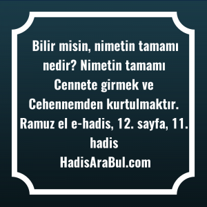   Bilir misin, nimetin tamamı nedir? ... hadisi