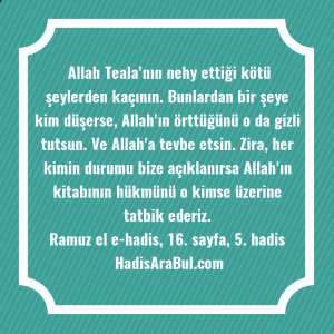   Allah Teala'nın nehy ettiği kötü ... hadisinin tamamı