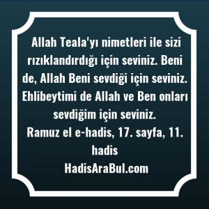   Allah Teala'yı nimetleri ile sizi ... ile başlayan hadis