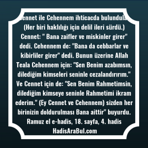   Cennet ile Cehennem ihticacda bulundular. ... hadisi şerifi