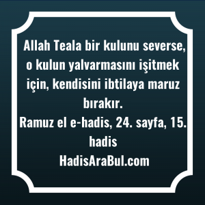   Allah Teala bir kulunu severse, ... hadisinin tamamı