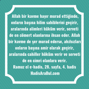   Allah bir kavme hayır murad ... hadisi