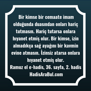   Bir kimse bir cemaate imam ... hadisi