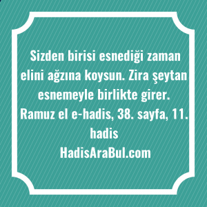   Sizden birisi esnediği zaman elini ... hadisinin tamamı