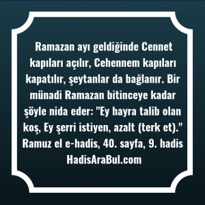   Ramazan ayı geldiğinde Cennet kapıları ... hadisi şerifi