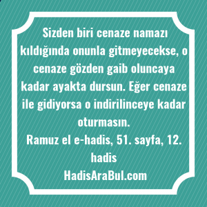   Sizden biri cenaze namazı kıldığında ... ile başlayan hadis