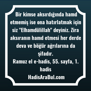   Bir kimse aksırdığında hamd etmemiş ... hadisinin tamamı