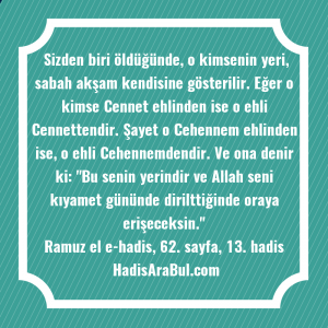   Sizden biri öldüğünde, o kimsenin ... hadisi şerifi