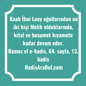   Kaab İbni Luey oğullarından on ... ile başlayan hadis