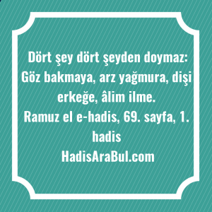   Dört şey dört şeyden doymaz: ... hadisi