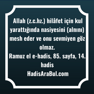   Allah (z.c.hz.) hilâfet için kul ... hadisi şerifi