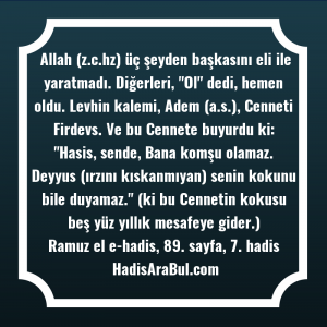   Allah (z.c.hz) üç şeyden başkasını ... hadisi şerifi