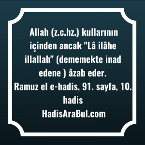   Allah (z.c.hz.) kullarının içinden ancak ... hadisi