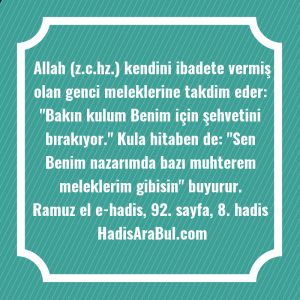   Allah (z.c.hz.) kendini ibadete vermiş ... hadisinin tamamı